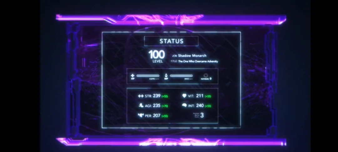 Solo Leveling status screen