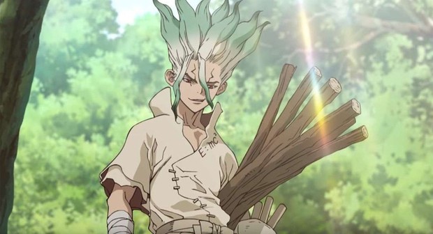 Senku in Season 1 Dr. Stone stone world